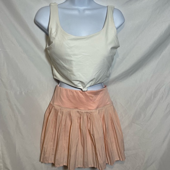 Adorable Active Set Cream and Peach Pleated Skirt - Picture 1 of 10